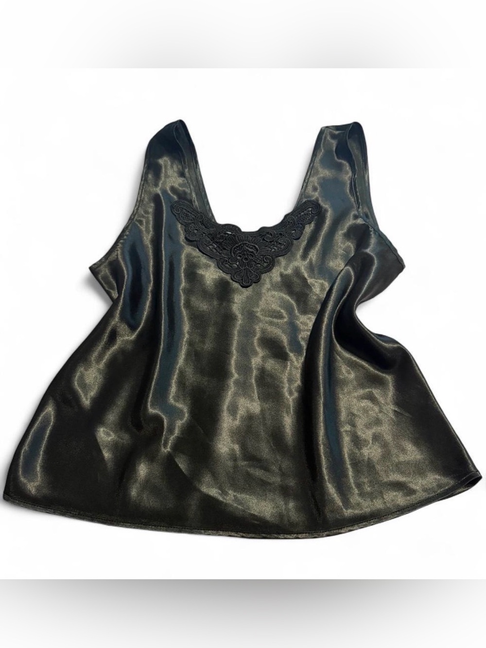 Lace-Trim Black Tank Top